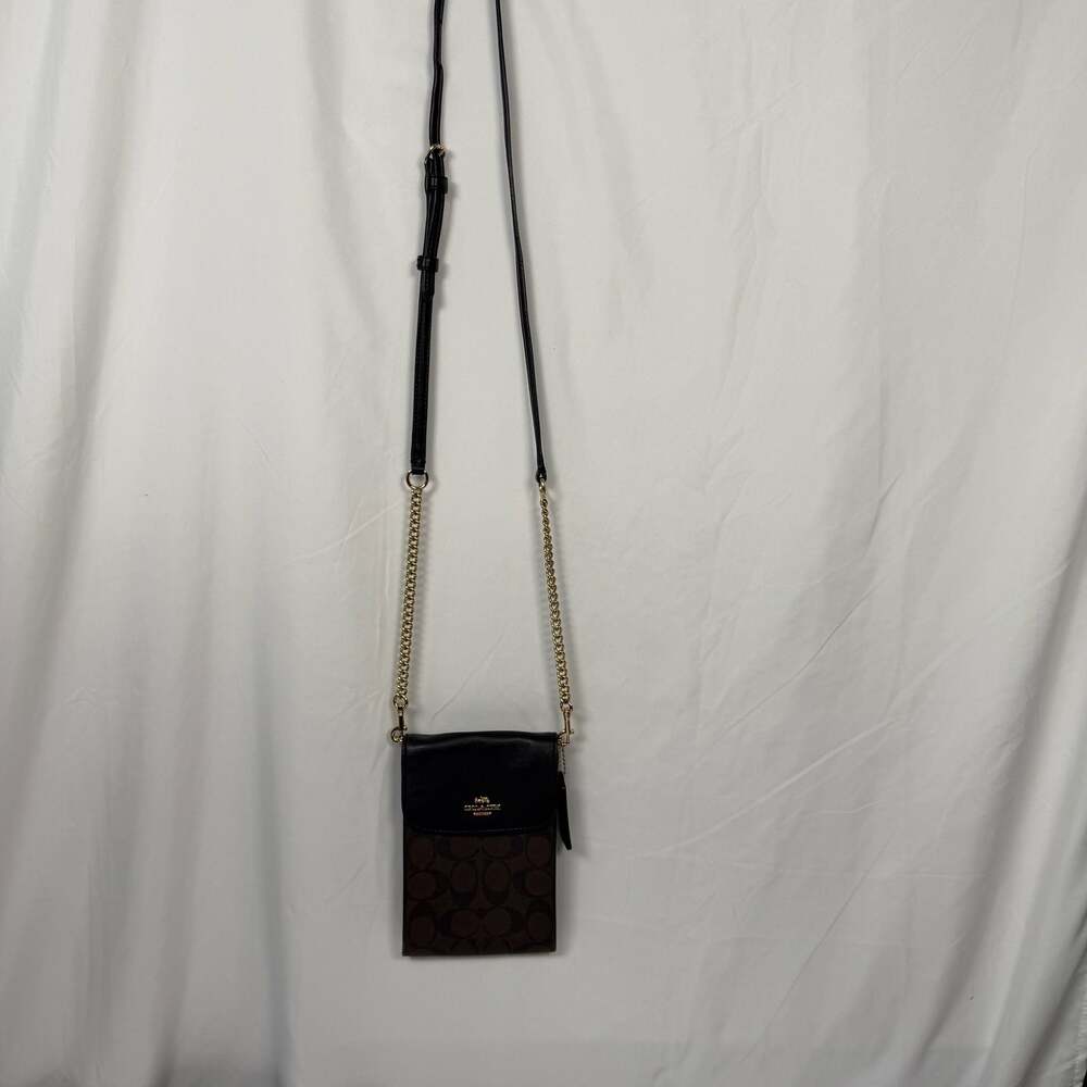 Coach North South Lonnie Signature Canvas Crossbody Phone Bag
